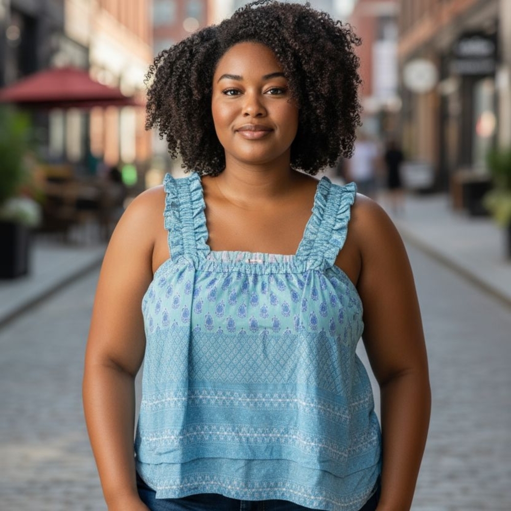 crown & ivy Aqua Block Fashion Top